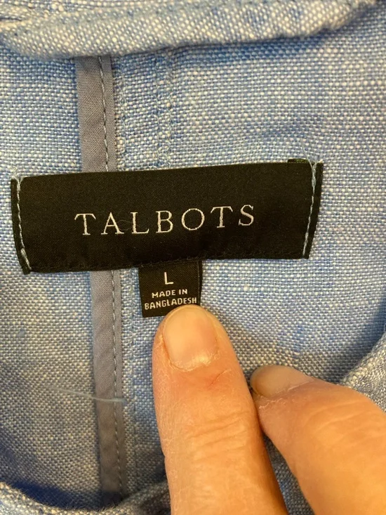 Talbots Light Blue Linen Drawstring Hem Jacket - Picture 2 of 6